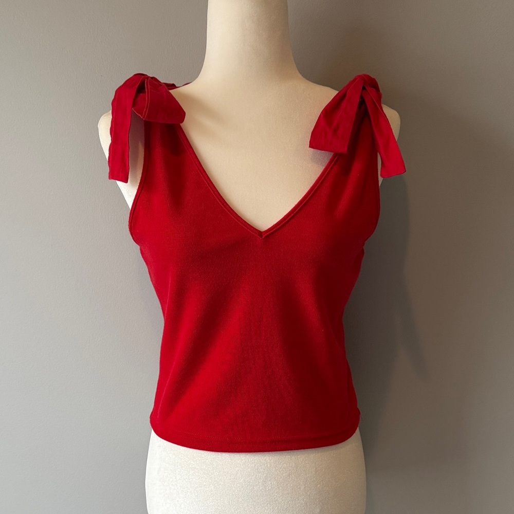 Papermoon Red Tank Top with Bow Straps